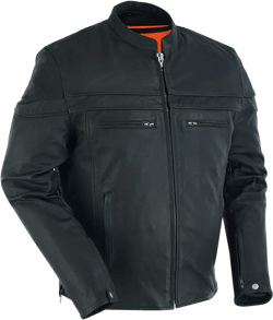 Men’s Sporty Lightweight Black Leather Cross Over Jacket