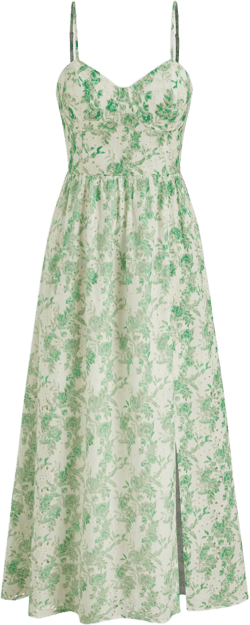 Lace V-neck Floral Split Maxi Dress