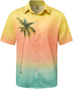 Hardaddy Men's Gradient Shirts Short Sleeve Printed Hawaiian Summer Beach Casual Button Down Shirt