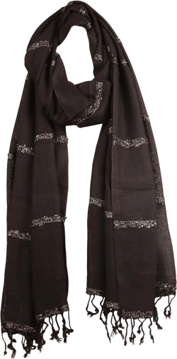 Indian Heritage Cotton Silk Fabric Stole Scarf for women Black 6