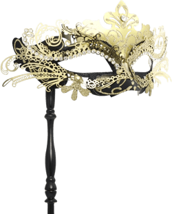 Coddsmz Masquerade Mask with Stick Venetian Mask Mardi Gras Decorations for Womens Halloween Costume Mask Black - Gold
