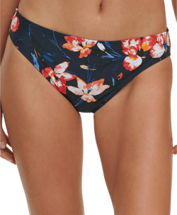 Tommy Hilfiger Women's Navy Floral Lined Moderate Coverage Bikini Swimsuit Bottom S