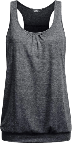 Beyove Workout Tops for Women Yoga Tank Top Loose Fit Racerback Tops Sleeveless Round Neck Athletic Tank Top X-Large Dark Grey