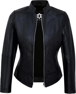 Womens Leather Jackets - Real Lambskin Stylish Motorcycle Leather Coat Women Black - Amy Leather Jacket X-Large