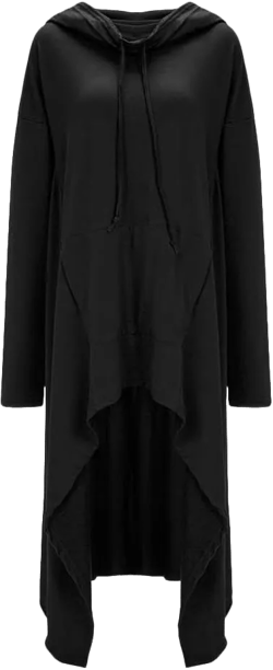 Womens Asymmetric Hem Long Sleeve Loose Casaul Hoodies Sweatshirts Tunic Tops Black XX-Large