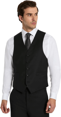Michael Kors Men's Black Plain Classic Vests|black