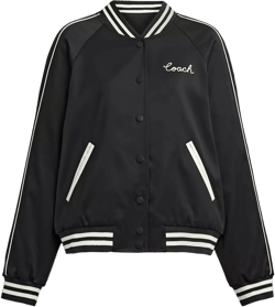 COACH Women's Black Reversible Signature Souvenir Varsity Jacket
