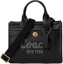 COACH Women's Black Cargo Tote Bag 20 Shoulder Handbags, Cotton/Leather/Textile