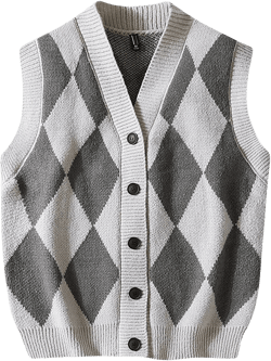 Cambkatl Men's Argyle Sweater Vest Button V Neck Fall Cardigan Casual Sleeveless Knitted Houndstooth Jumper Tops at Amazon Men’s Clothing store