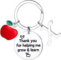 Waeceip Teacher Gifts For Women Appreciation Gift Teachers Keychain Thank You Gifts For Teacher Initial Key chain (X)