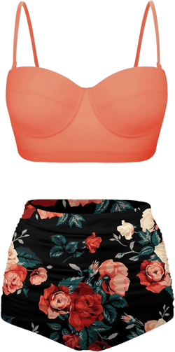 Angerella Women Vintage Polka Dot High Waisted Bathing Suits Bikini Set