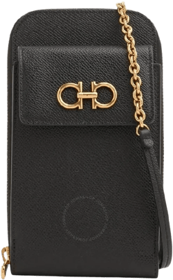 Ferragamo Women's Black Gancini Leather Phone Case