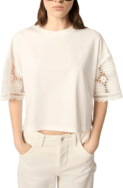 Maje Crochet Sleeve Tee