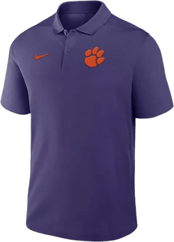 Men's Purple Clemson Tigers Primetime Victory Primary Logo Performance Polo Shirt