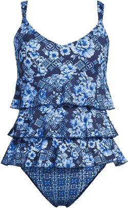 Women's Long Torso Ruffle Fauxkini One Piece Swimsuit
