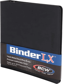 BCW 1" Album - LX Collectors Edition | Black Faux Leather | Decorative Stitching Detail | Premium Collectibles Storage Solution Binder for Trading Cards, Stamps, Photos | Durable 40 Page Capacity
