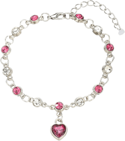 White Gold Plated Ocean Heart Charm Link Bracelet for Women Crystal Glass Heart Dainty Chain Simple Jewelry Gifts