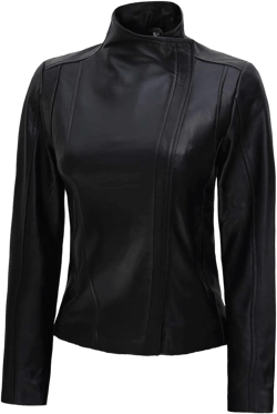 Decrum Leather Jacket Women - Real Lambskin Casual Leather Jackets for Women Arezzo - Black Leather Jacket XX-Large