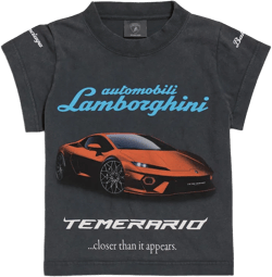 Women's Balenciaga I Automobili Lamborghini Shrunk T-shirt in Black Faded