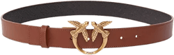 PINKO Women's Love Berry H3 Brown Leather Belt  