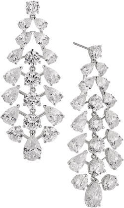 Nadri Halle Cubic Zirconia Statement Earrings in Rhodium Plated