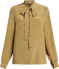 ribbon tie-neck silk blouse 