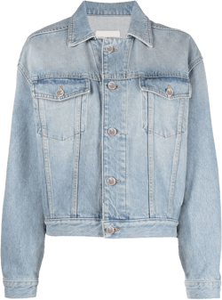 Long-sleeved Denim Jacket In Washed Light Blue