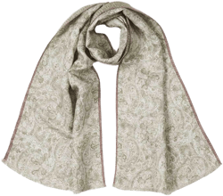 Santa Eulalia Men's White Paisley Linen Scarf