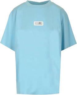 MM6 by Maison Martin Margiela Women's Blue Numeric Logo T-Shirt Light