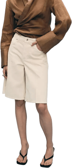 Women's High-Waisted Rinse-Wash Bermuda Shorts