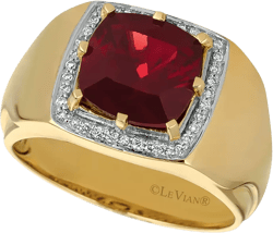 Gents™ Men's Pomegranate Garnet™ (4-3/8 ct. t.w.) & Diamond (1/6 ct. t.w.) Ring in 14k Gold