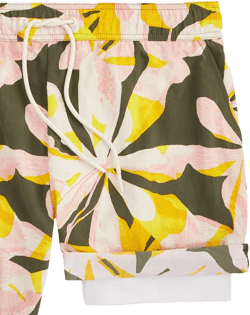 Men's Floral Tones Regular-Fit Printed Swim Trunks, Exclusively at Macy's 