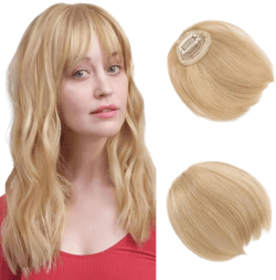 Benehair Human Hair Clip in Bangs Irregular Wispy Bang Clip on Fringe Hair Extension Straight Curtain Bang Cute Soft Straight Hairpieces for Women Ash Blonde&Bleach Blonde #18P613 6inch