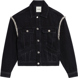 Oversized denim jacket with rhinestones