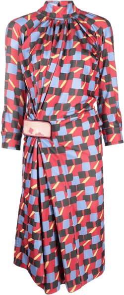 1990s geometric-print midi dress