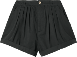 Paige pleated organic cotton-poplin shorts
