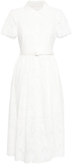 belted broderie-anglaise cotton midi dress
