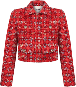 NOCTURNE Women's Padded Shoulder Tweed Jacket