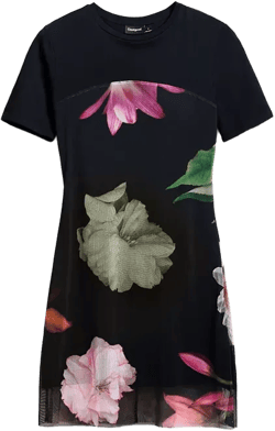 Women's Short dress with combined flowers