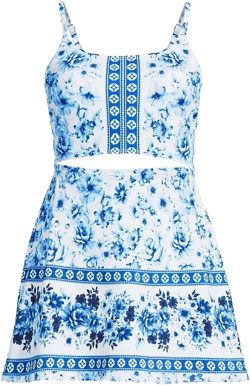 Lands' End Women's Tugless Monokini Swim Dress Swimsuit