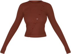 Black Waffle Asymmetric Button Up Long Sleeve Top