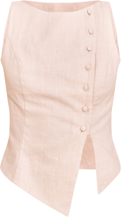 Premium Linen Blend Asymmetric Button Up Vest