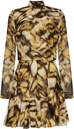 butterfly-print silk dress