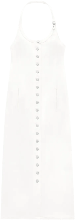 halterneck denim dress