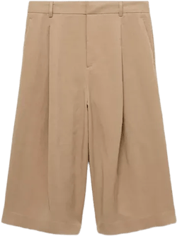 Mango Women's Lyocell Pleated Bermuda Shorts