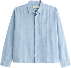 Cropped Linen Button-Up Shirt