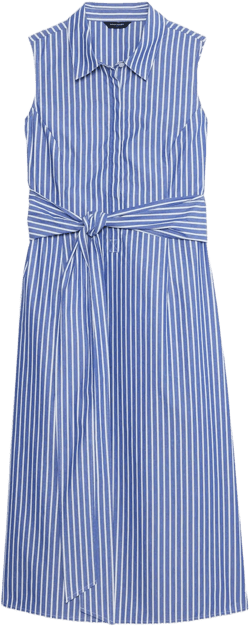 Poplin Cross-Waist Midi Dress