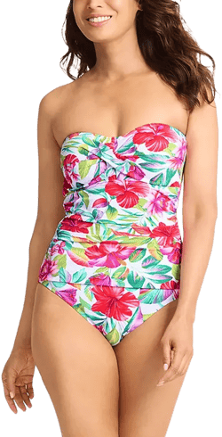 Tommy Bahama Island Cays Fiesta Floral Print Bandeau One Piece Swimsuit