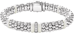 LAGOS Ceramic & Sterling Silver White Caviar Station Bracelet 