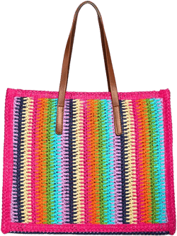 The White Lotus x AQUA Large Multicolor Raffia Tote Bag - Exclusive 